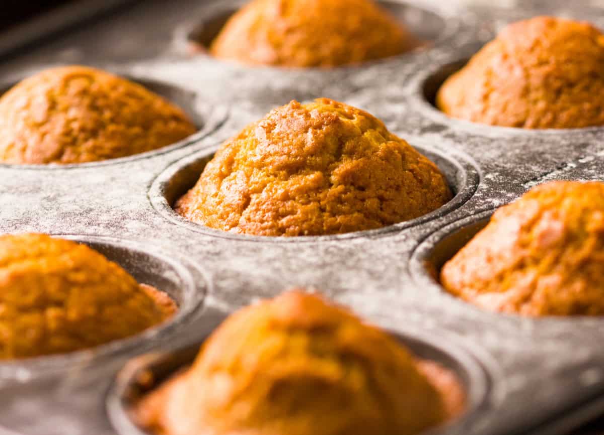 keto pumpkin muffins baked and cooling
