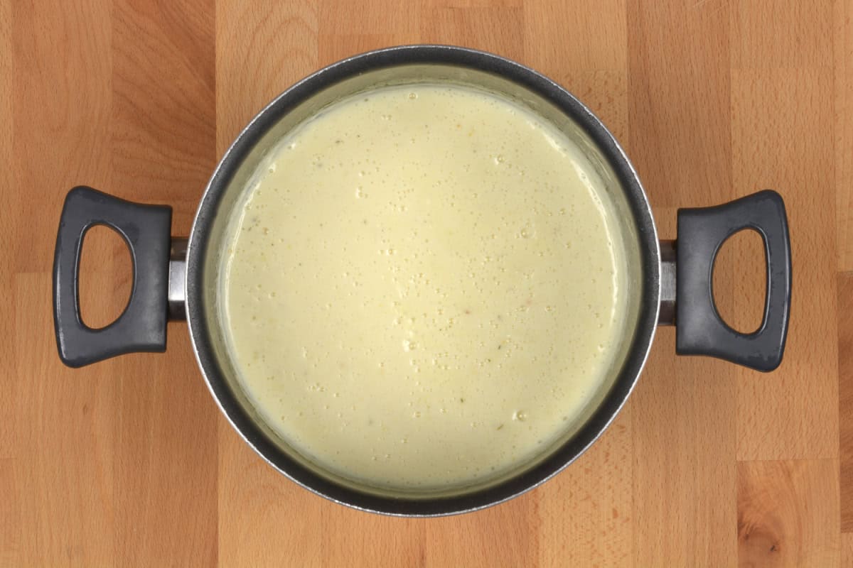 Carnivore Alfredo Sauce Cooling On Wooden Board