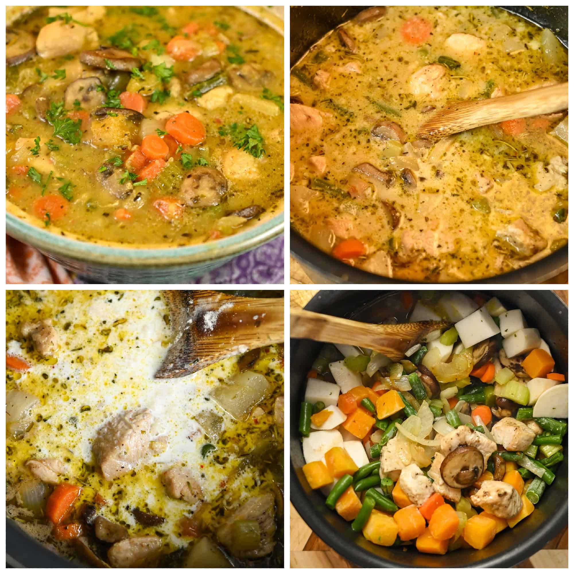 keto leftover turkey stew process